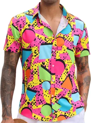 ALISISTER Men's Hawaiian Shirt Button Down Short Sleeve Shirts Funny Novelty Holiday Tops
