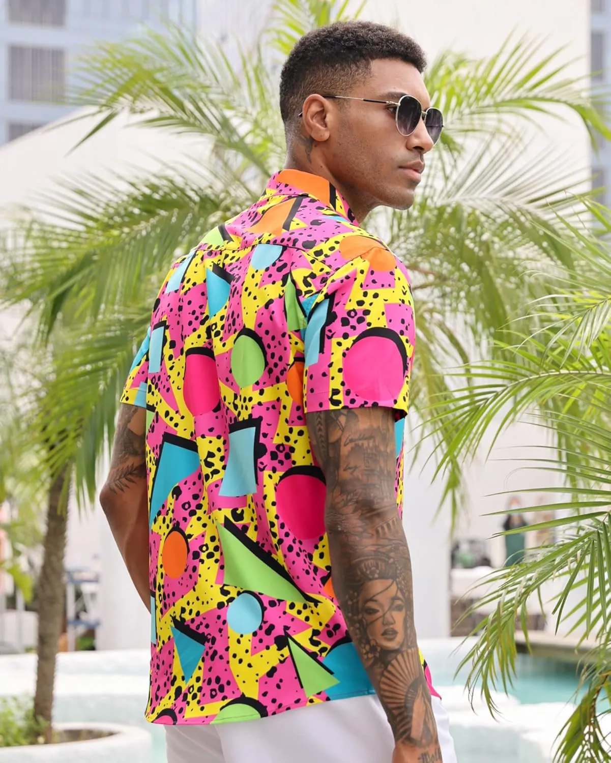 ALISISTER Men's Hawaiian Shirt Button Down Short Sleeve Shirts Funny Novelty Holiday Tops