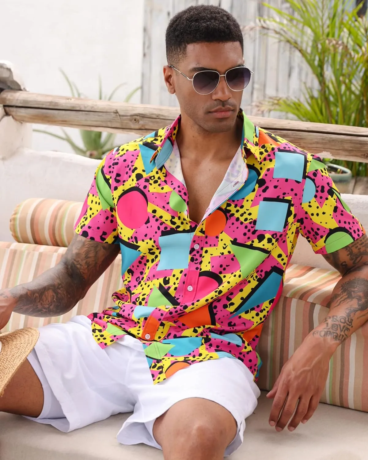 ALISISTER Men's Hawaiian Shirt Button Down Short Sleeve Shirts Funny Novelty Holiday Tops