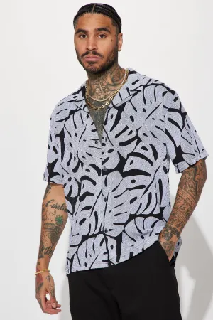 All The Leaves Cuban Shirt - Black/White