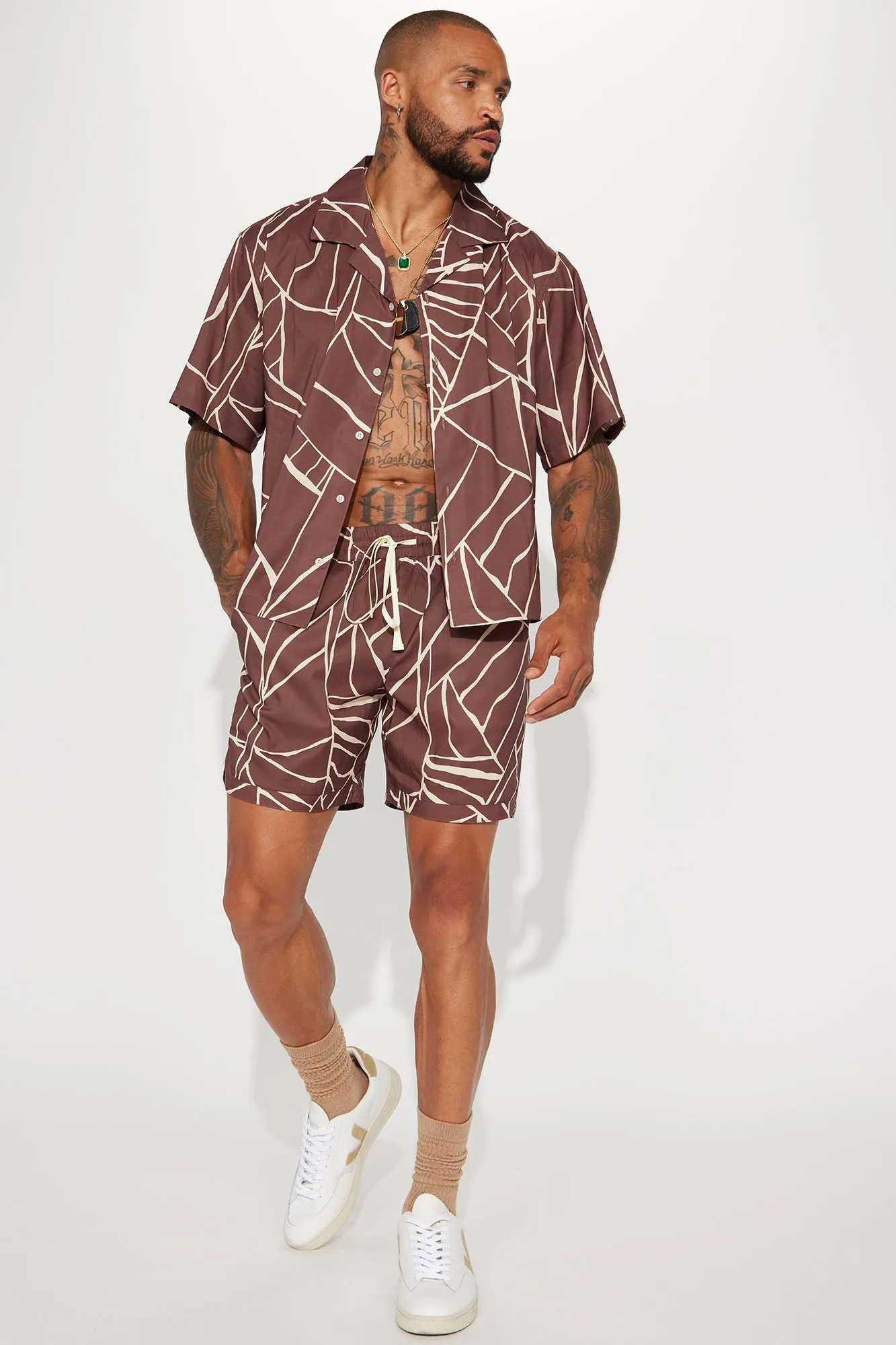 All The Way Up Cuban Shirt - Brown