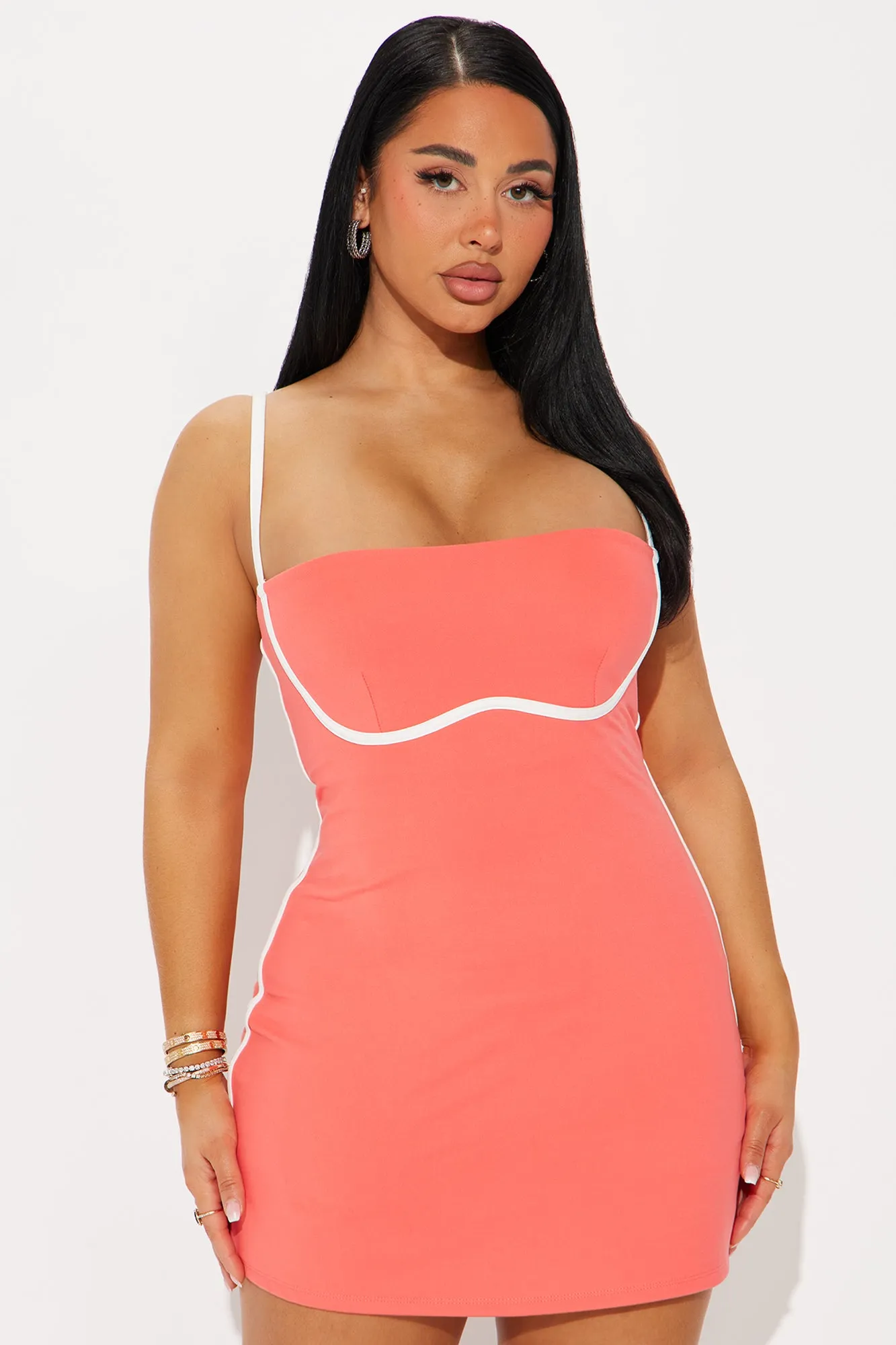 Amelie Contrast Tennis Dress - Coral
