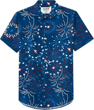 Arvilhill Men American Flag Button Shirt 4th of July Short Sleeve Shirts (S-3XL)