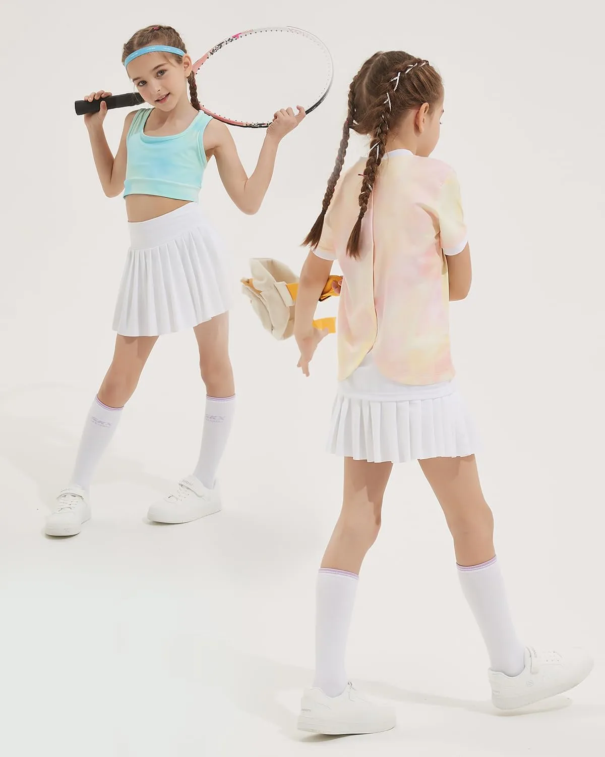 BebreezChic Girl's Tennis Skirt Athletic Pleated High Waisted Kid's Mini Skort Sport Uniform with Pockets Golf Running