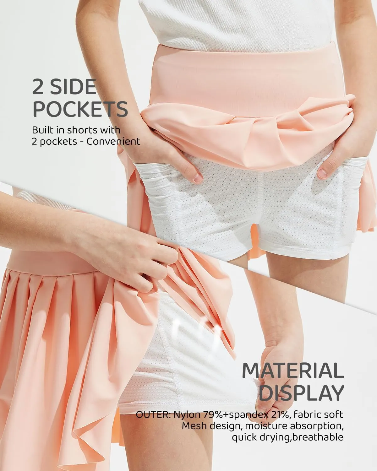 BebreezChic Girl's Tennis Skirt Athletic Pleated High Waisted Kid's Mini Skort Sport Uniform with Pockets Golf Running
