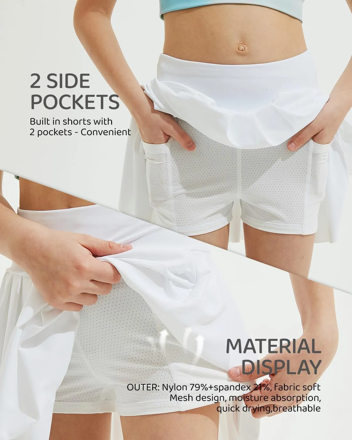 BebreezChic Girl's Tennis Skirt Athletic Pleated High Waisted Kid's Mini Skort Sport Uniform with Pockets Golf Running