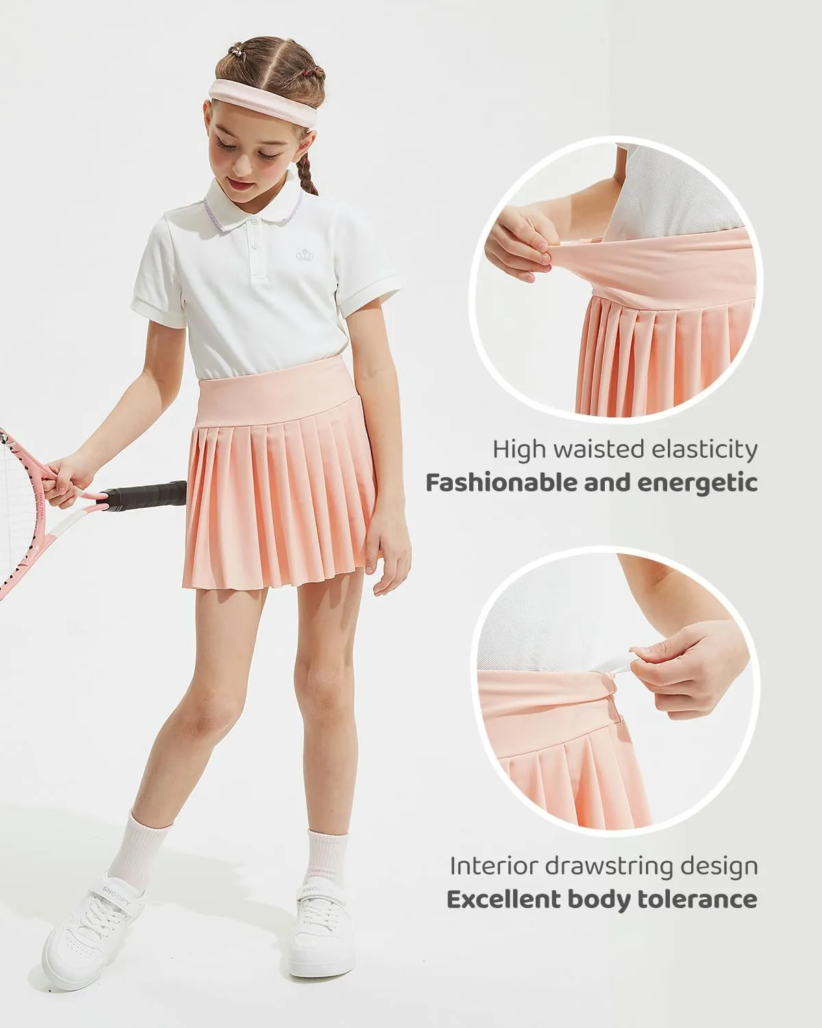 BebreezChic Girl's Tennis Skirt Athletic Pleated High Waisted Kid's Mini Skort Sport Uniform with Pockets Golf Running