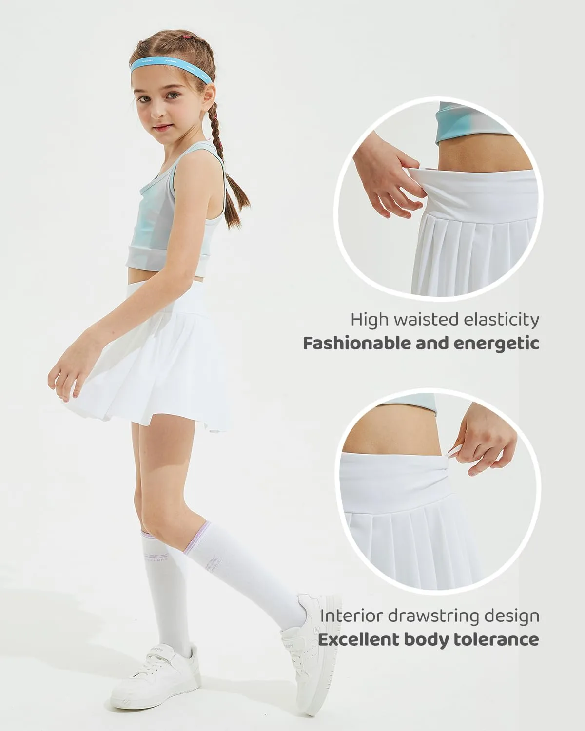 BebreezChic Girl's Tennis Skirt Athletic Pleated High Waisted Kid's Mini Skort Sport Uniform with Pockets Golf Running