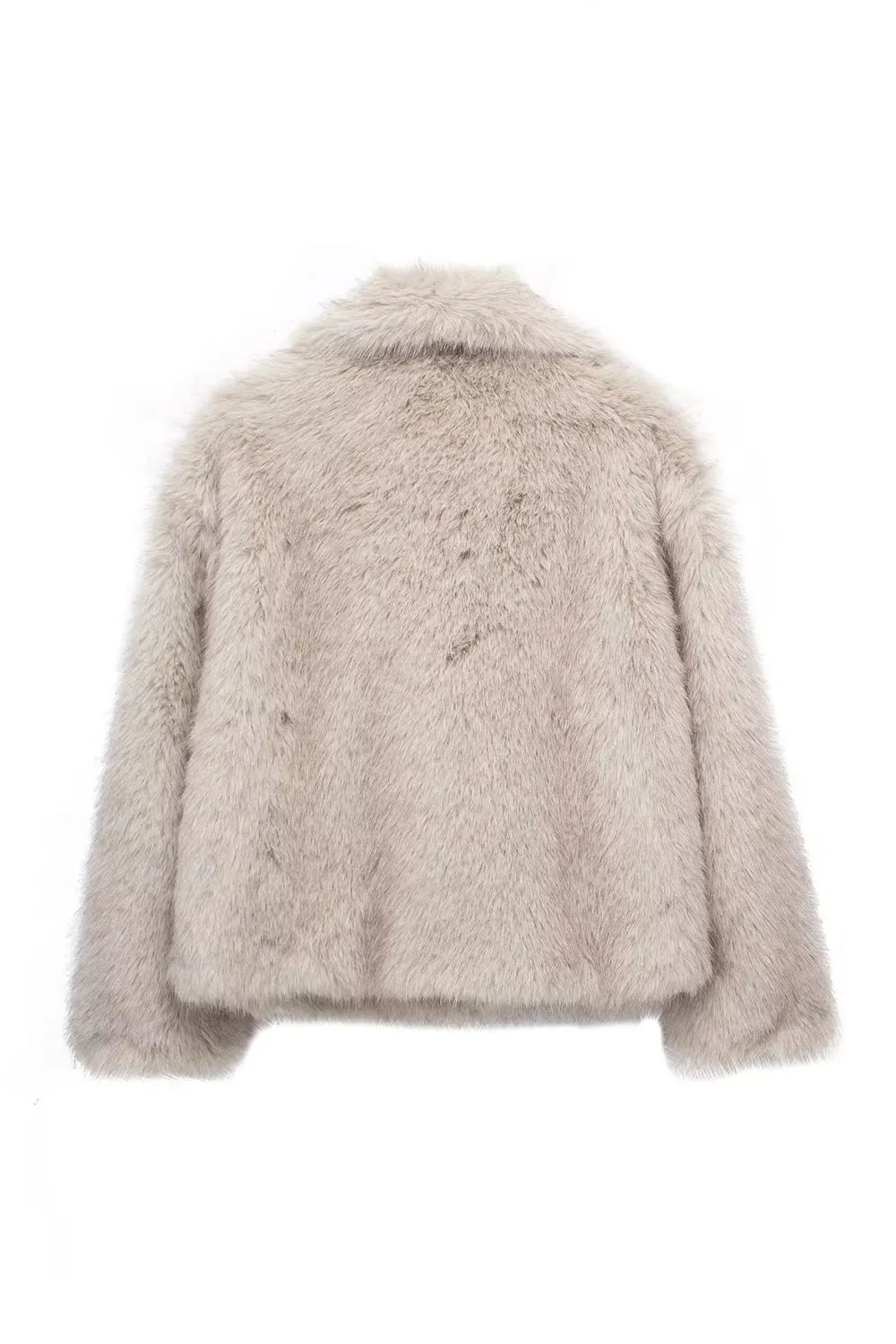 Black Shawl Lapel Short Fitted Faux Fur