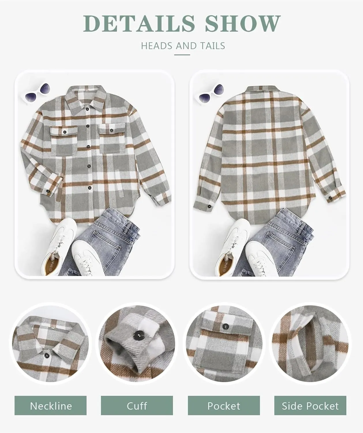 Blansdi Womens Flannel Shacket Plaid Long Sleeve Button Down Flannel Shirts Jacket Fall Winter Spring Outfits