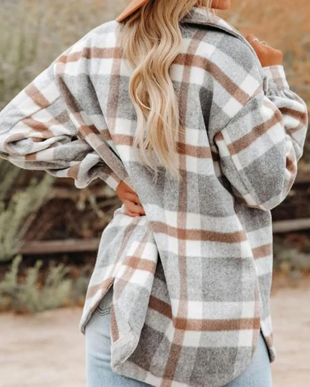 Blansdi Womens Flannel Shacket Plaid Long Sleeve Button Down Flannel Shirts Jacket Fall Winter Spring Outfits