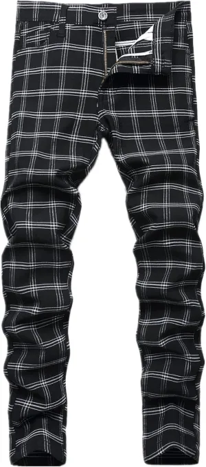 Boy's Khaki Chino Pants School Uniform Dress Plaid Skinny Fit Stretch Fashion Comfy Pants