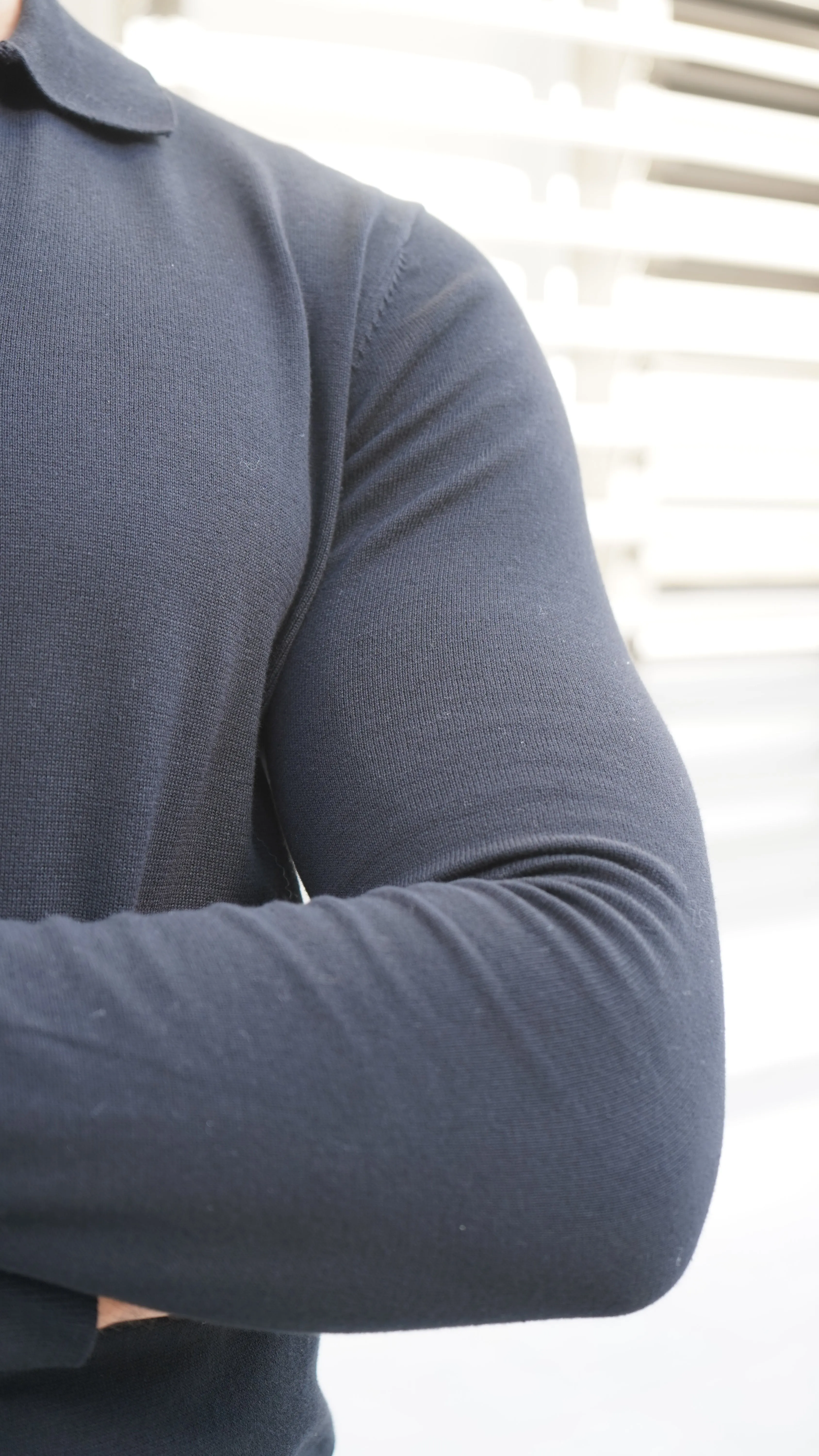 Capo Egyptian Cotton Cuban Collar LS Polo Shirt - Black