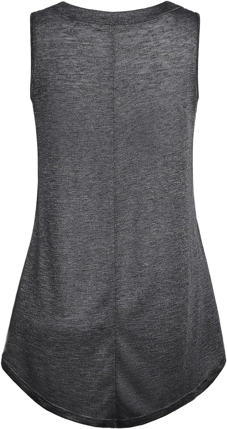 Cestyle Womens Sleeveless V Neck Shirts Pleated Front Flowy Tank Tops