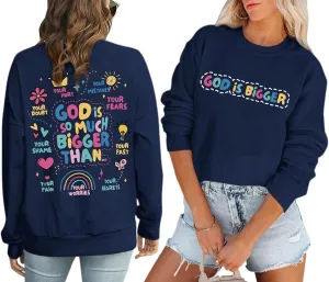 Christian Sweatshirts for Women Jesus God Faith Shirts Inspirational Religious Graphic Hoodie Loose Pullover Tops