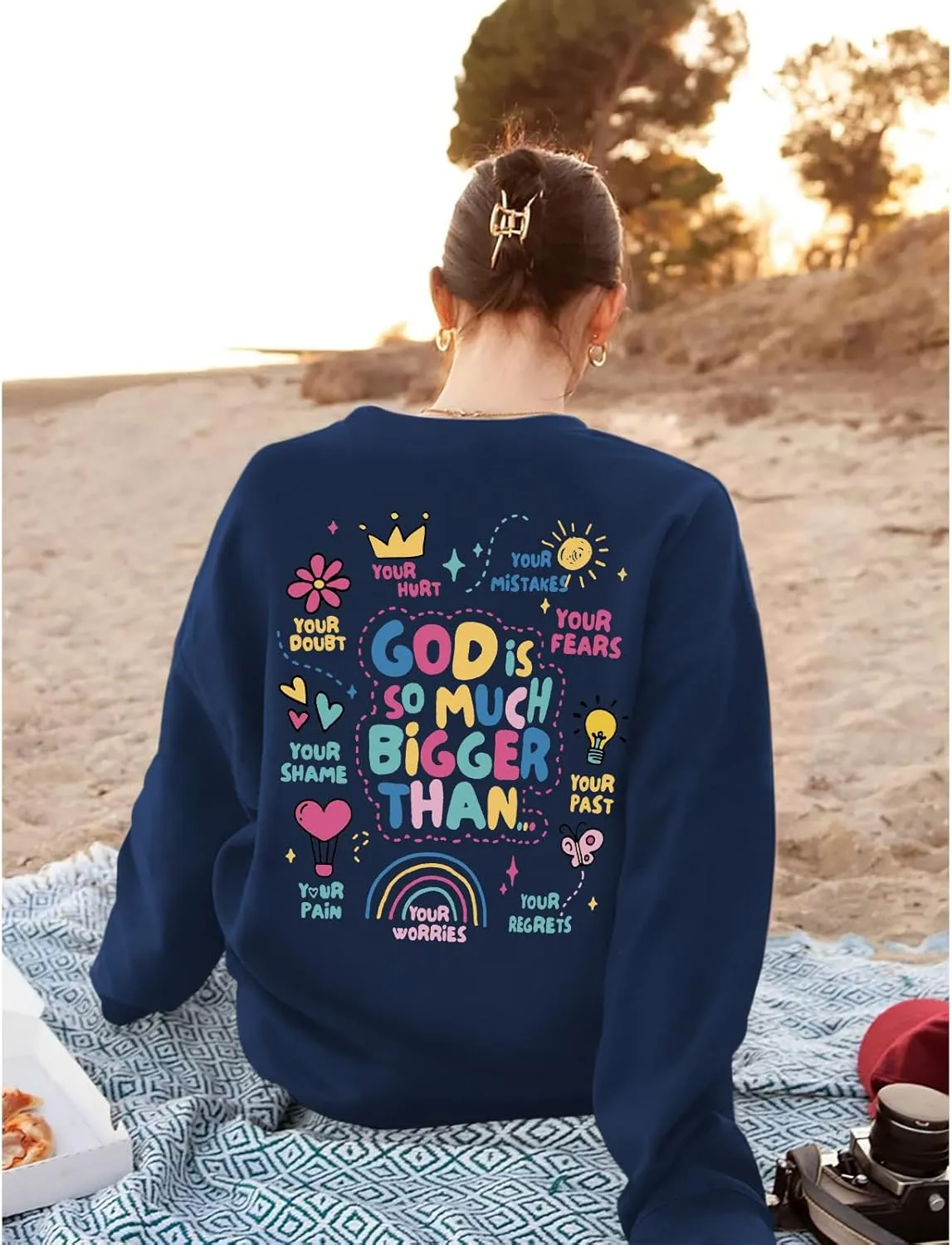 Christian Sweatshirts for Women Jesus God Faith Shirts Inspirational Religious Graphic Hoodie Loose Pullover Tops