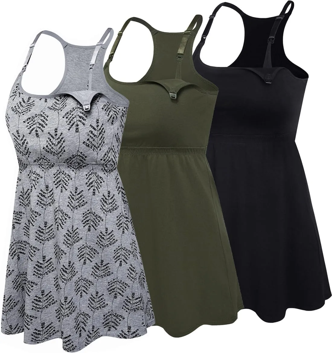 Cotton Maternity Nursing Tank Tops with Bralette Breastfeeding Shirts Pregnancy Clothes