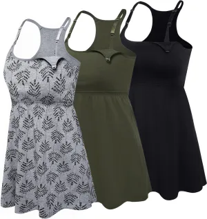 Cotton Maternity Nursing Tank Tops with Bralette Breastfeeding Shirts Pregnancy Clothes