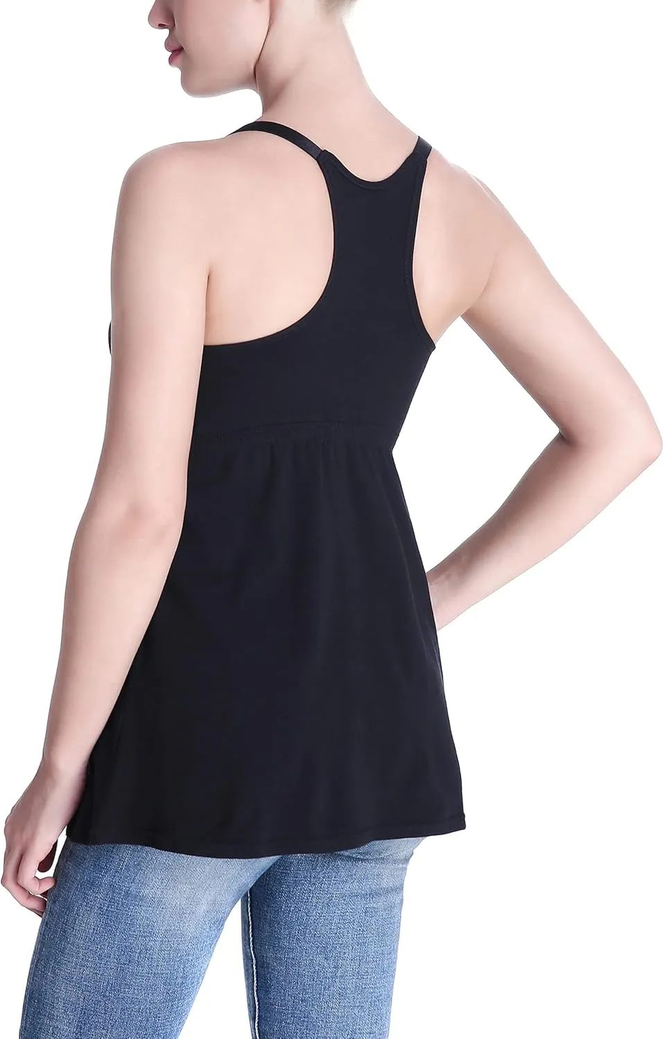 Cotton Maternity Nursing Tank Tops with Bralette Breastfeeding Shirts Pregnancy Clothes