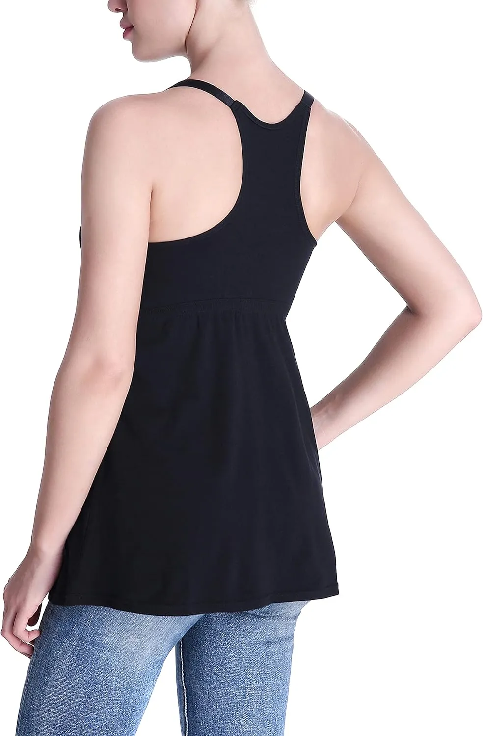 Cotton Maternity Nursing Tank Tops with Bralette Breastfeeding Shirts Pregnancy Clothes