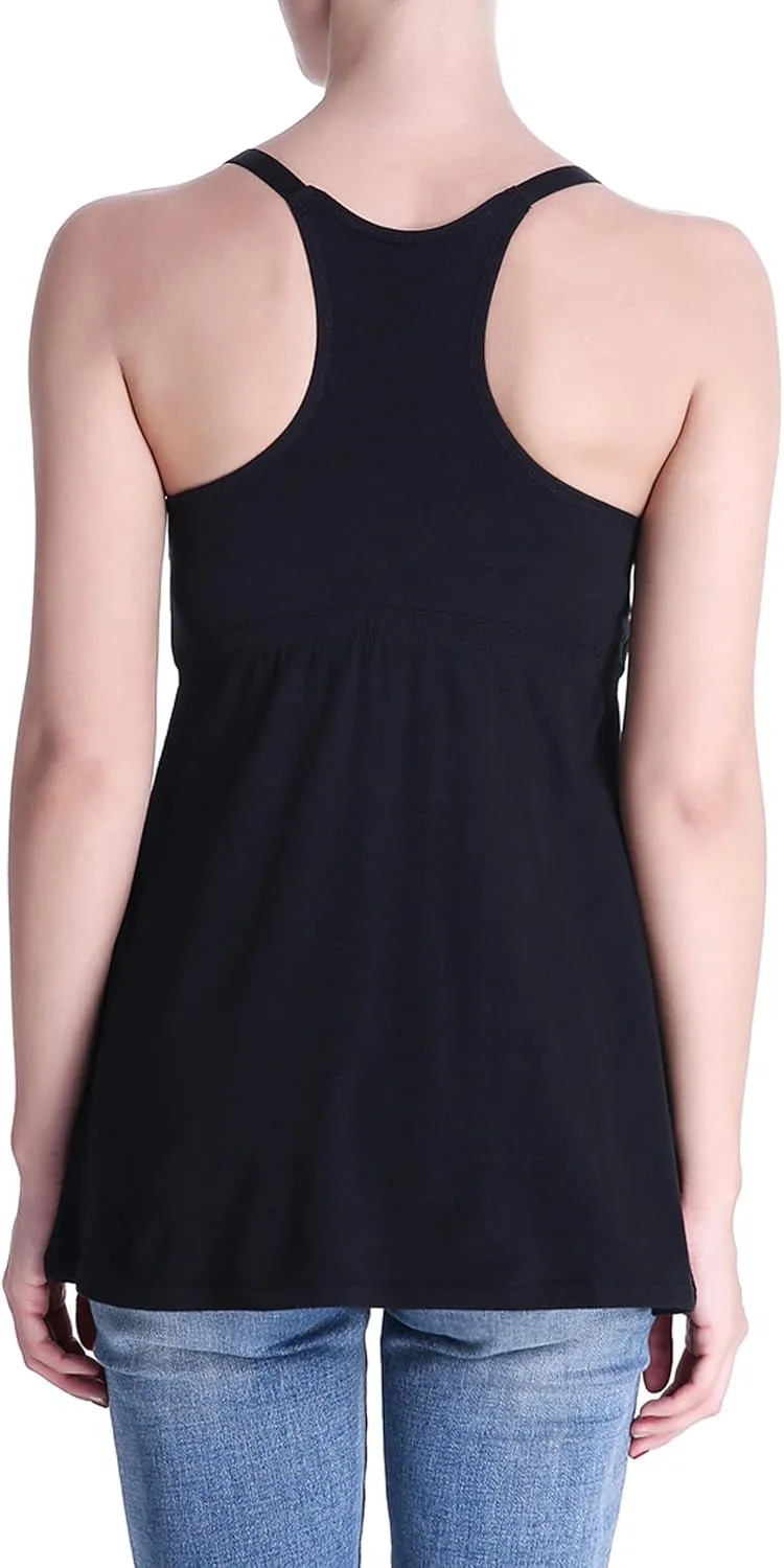 Cotton Maternity Nursing Tank Tops with Bralette Breastfeeding Shirts Pregnancy Clothes