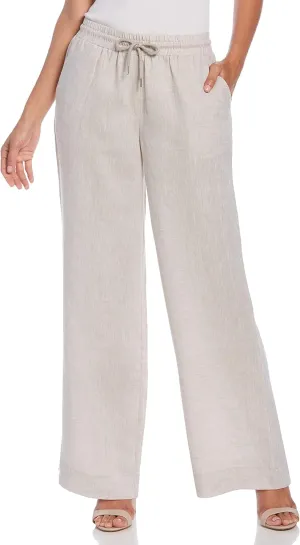 Cubavera Women's Wide Leg Drawstring Linen Pant