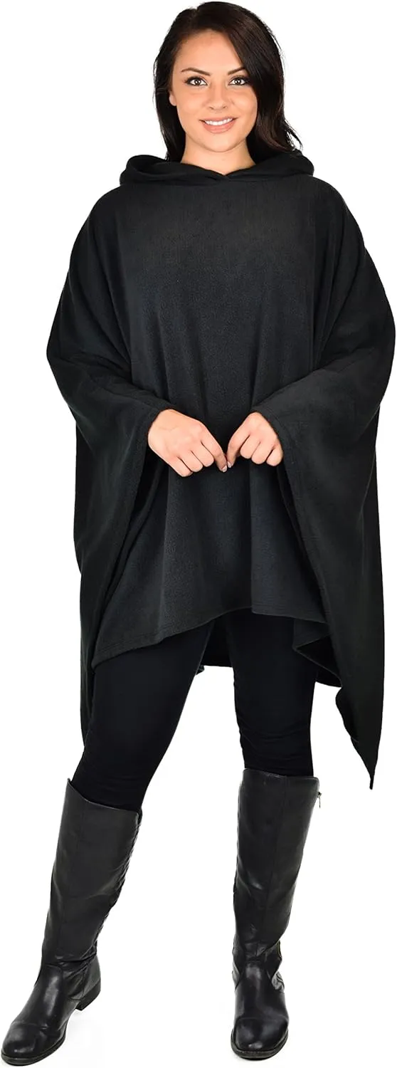Dare2BStylish Women Poncho Style Hoodie Sweater Fleece Cover Up for Cold Weather