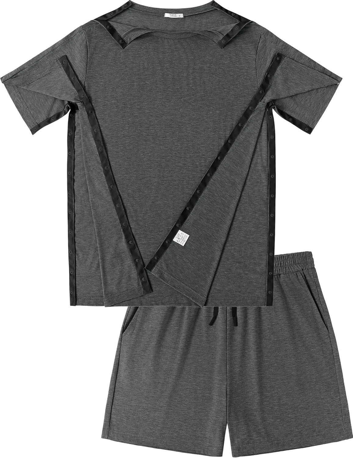 Deyeek Unisex Post Shoulder Surgery Shirts Sets Snap On Clothes for Rotator Cuff Surgery Chemo Port Access Adaptive Gowns