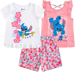 Disney Girls 3-Piece Shirts and Short Set: Wide Variety Includes Minnie, Frozen, and Princess