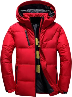 Flygo Men's Thicken Quilted Padded Winter Coat Removable Hood Cotton Down Jacket