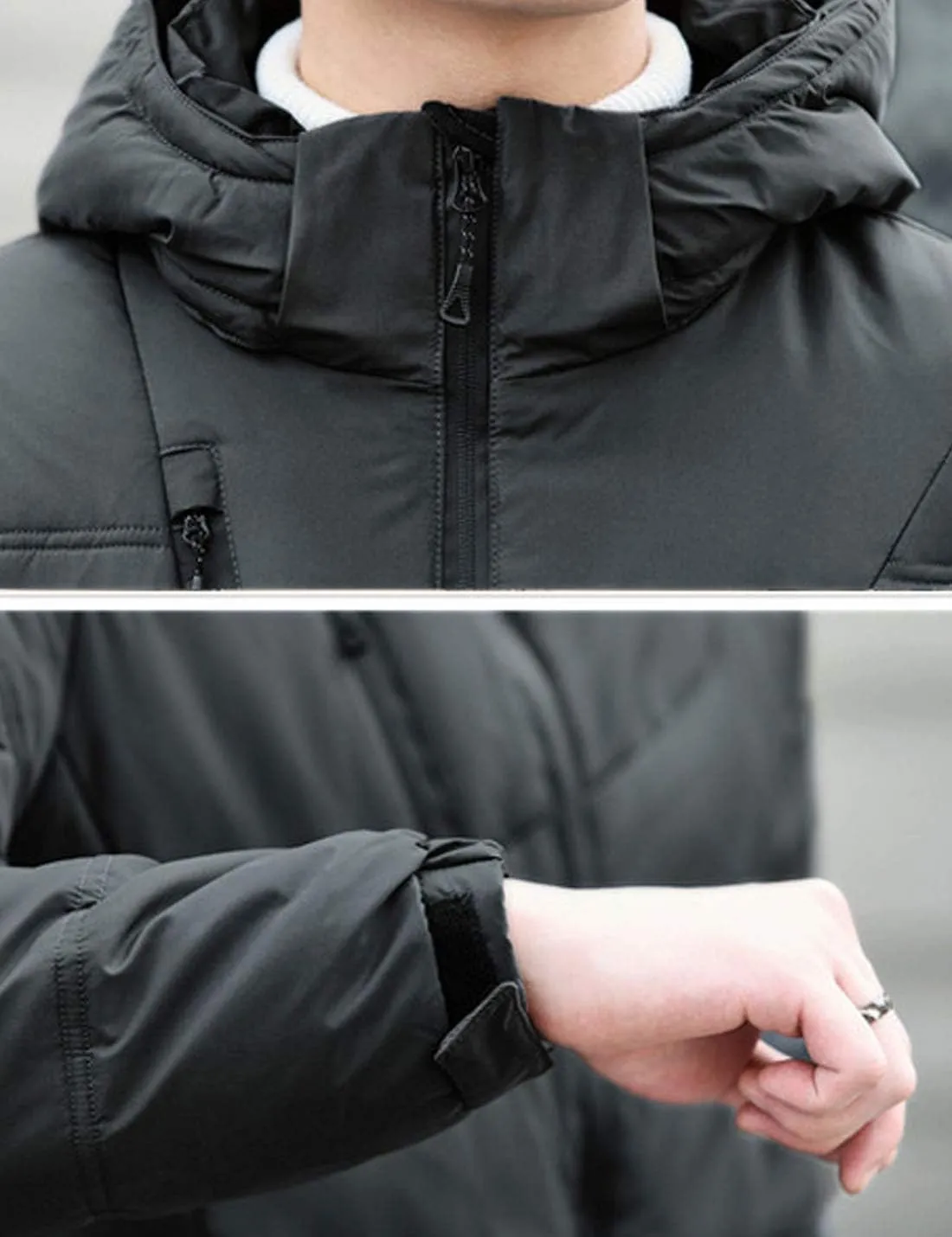 Flygo Men's Thicken Quilted Padded Winter Coat Removable Hood Cotton Down Jacket