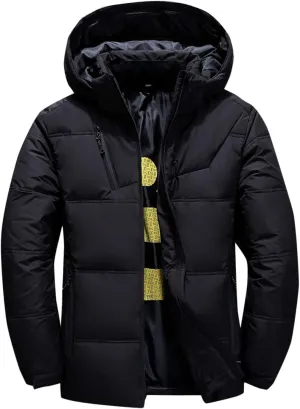 Flygo Men's Thicken Quilted Padded Winter Coat Removable Hood Cotton Down Jacket