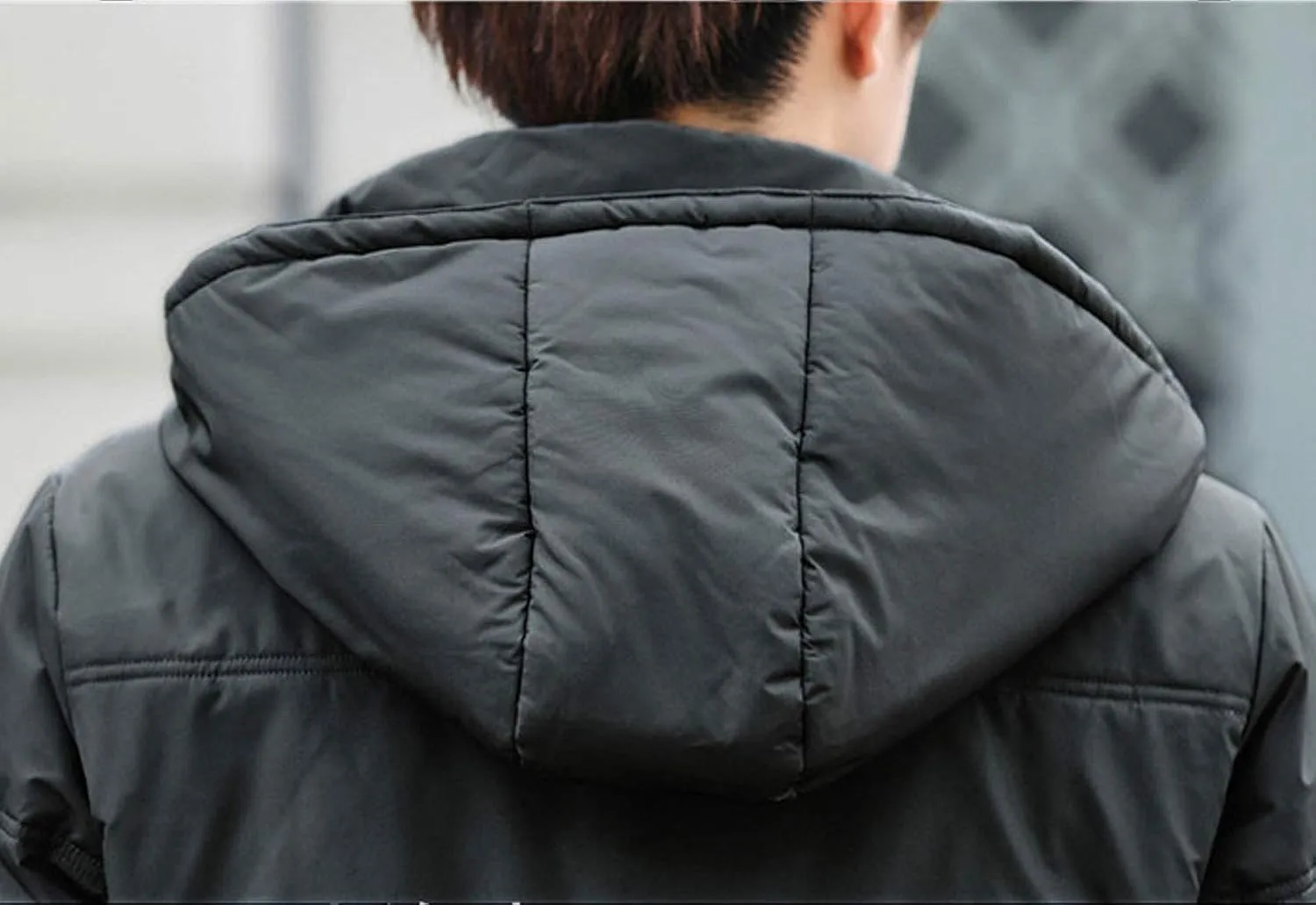 Flygo Men's Thicken Quilted Padded Winter Coat Removable Hood Cotton Down Jacket
