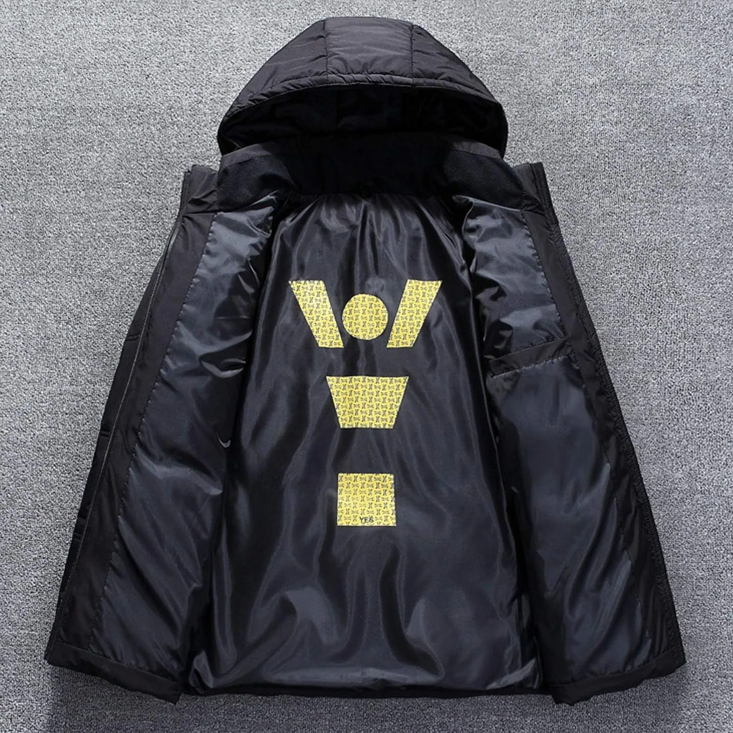 Flygo Men's Thicken Quilted Padded Winter Coat Removable Hood Cotton Down Jacket