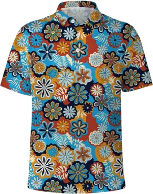 Funny Golf Shirts for Men,Funny Golf Polos for Men Short Sleeve,Mens 70s 80s Outfit Funny Hawaiian Golf Shirt