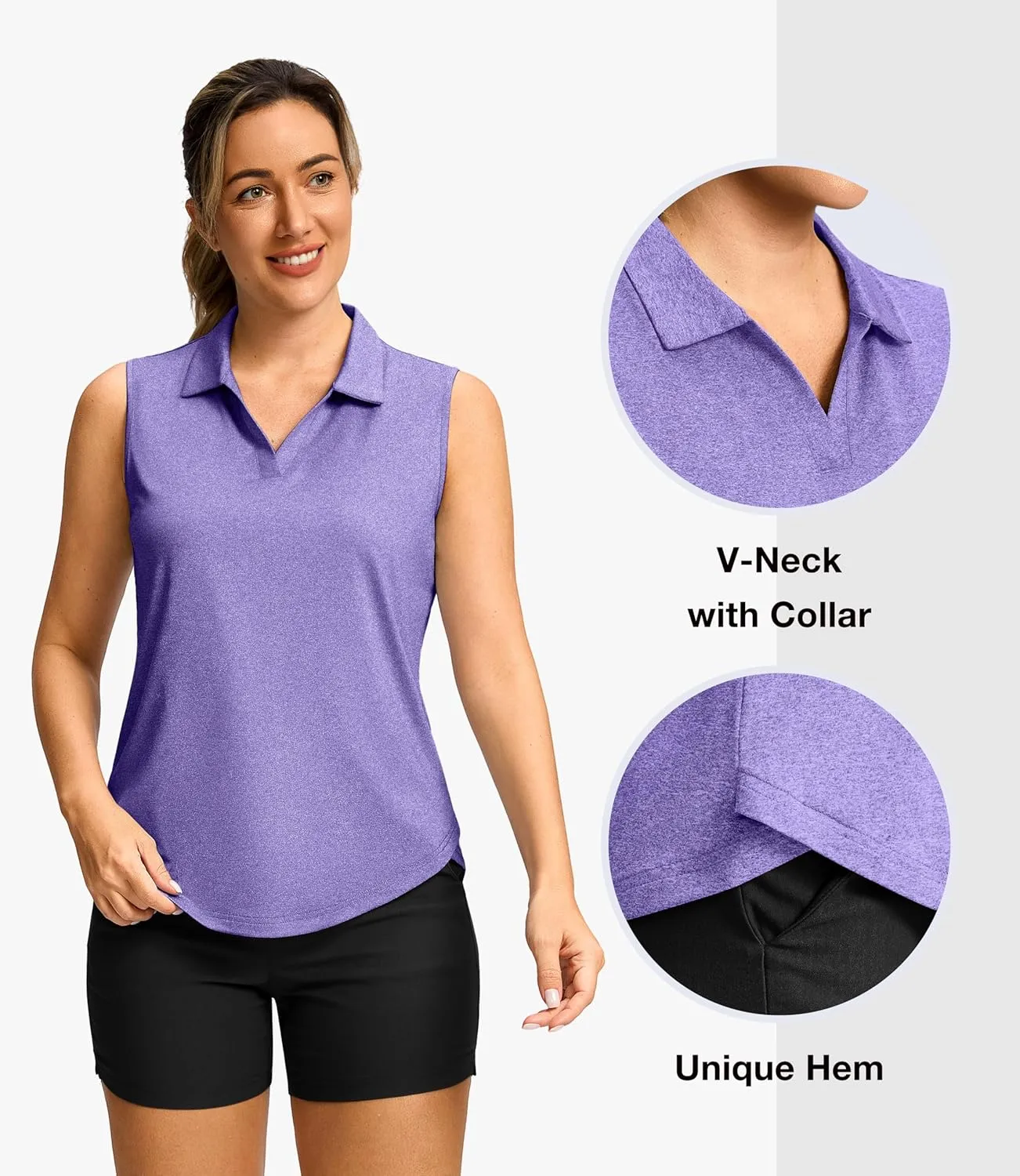 G Gradual Sleeveless Golf Shirts for Women Collared V Neck Tennis Tank Top Cooling Polo UPF 50  Quick Dry Lightweight