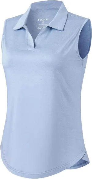G Gradual Sleeveless Golf Shirts for Women Collared V Neck Tennis Tank Top Cooling Polo UPF 50  Quick Dry Lightweight