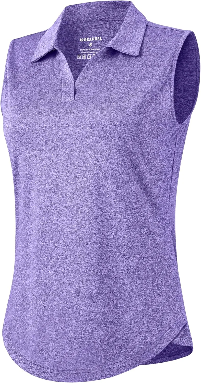 G Gradual Sleeveless Golf Shirts for Women Collared V Neck Tennis Tank Top Cooling Polo UPF 50  Quick Dry Lightweight