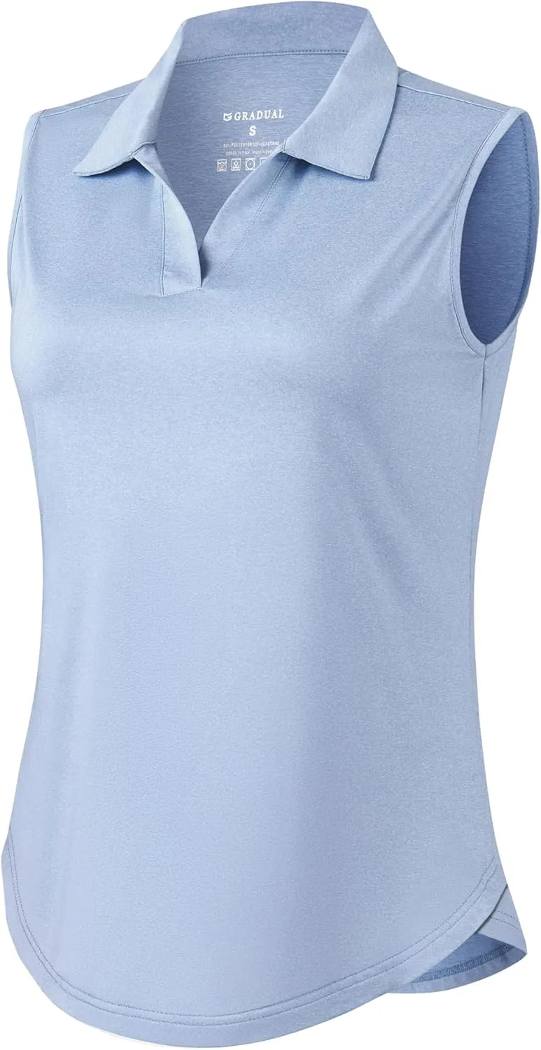 G Gradual Sleeveless Golf Shirts for Women Collared V Neck Tennis Tank Top Cooling Polo UPF 50  Quick Dry Lightweight
