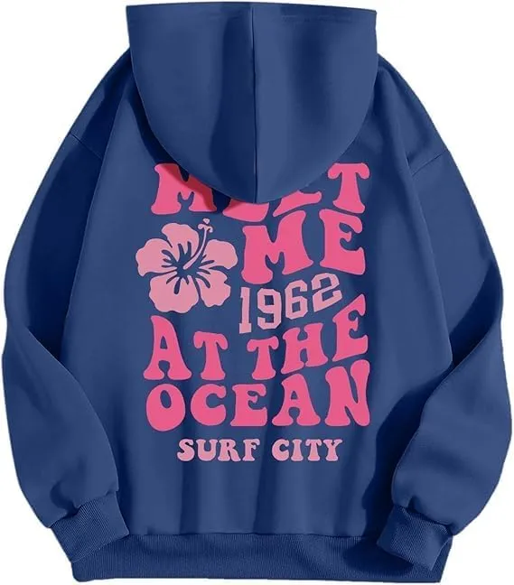 Graphic Hoodies Women Y2k Oversized Sweatshirt Long Sleeve Pullover Sweater Cute Hooded Preppy Top Aesthetic Shirts L/L