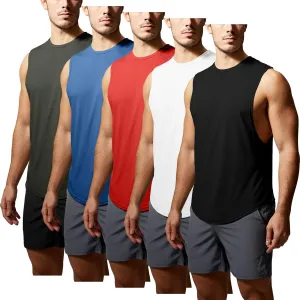 GYM REVOLUTION Men's 5 Pack Workout Fitness Tank Tops Muscle Gym Sleeveless Shirts