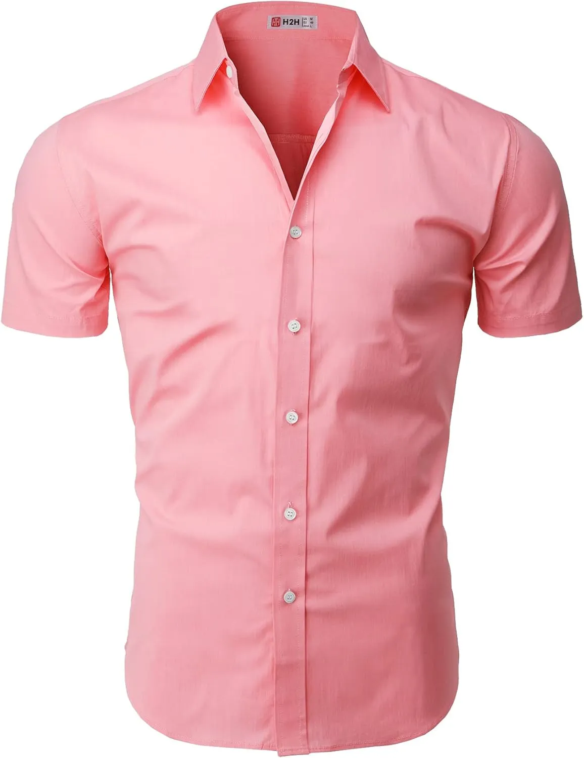 H2H Mens Slim Fit Short Sleeve Botton Down Shirts Casual Business Uniform