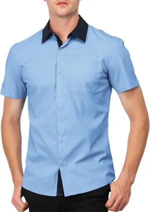 H2H Mens Slim Fit Short Sleeve Botton Down Shirts Casual Business Uniform