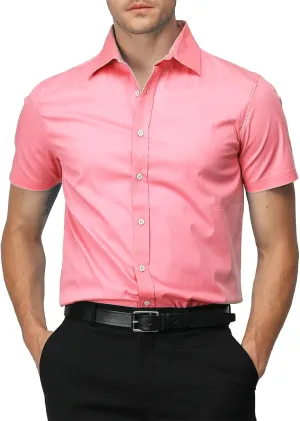 H2H Mens Slim Fit Short Sleeve Botton Down Shirts Casual Business Uniform