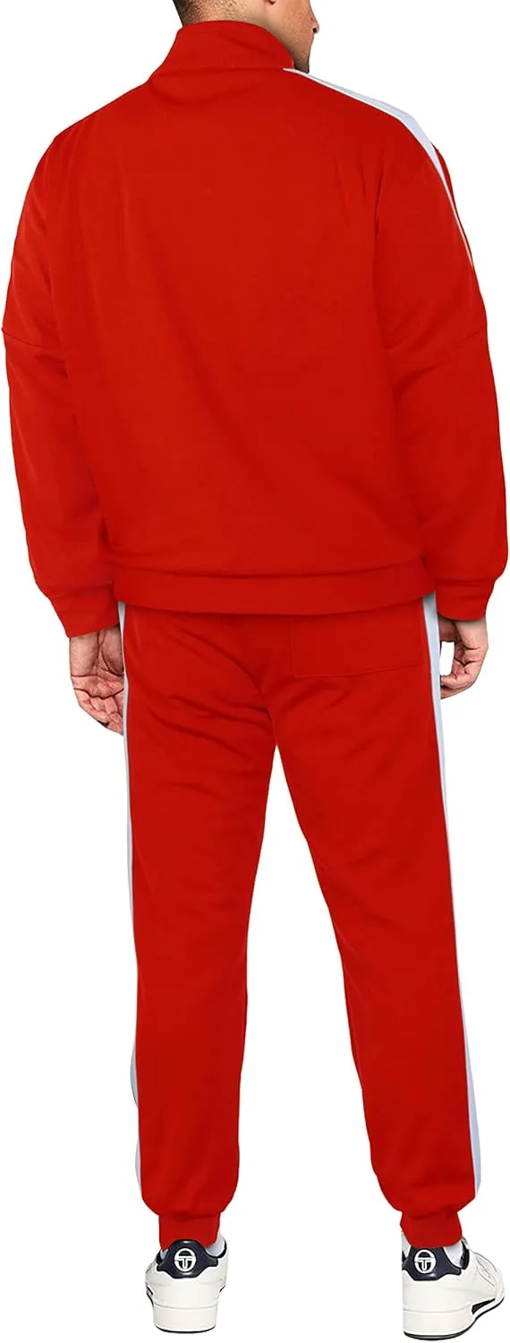 Hat and Beyond Mens Premium USA Made Striped Track Suit Athletic Casual Running Workout Sweat Suit Combo Track Jacket & Pant
