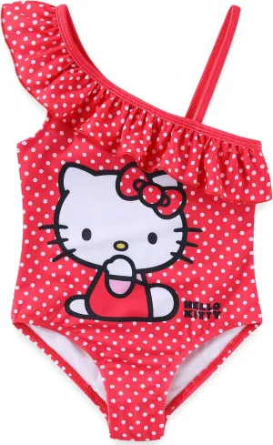 Hello Kitty Sanrio Girls UPF 50  One Piece Bathing Suit for Big Kids