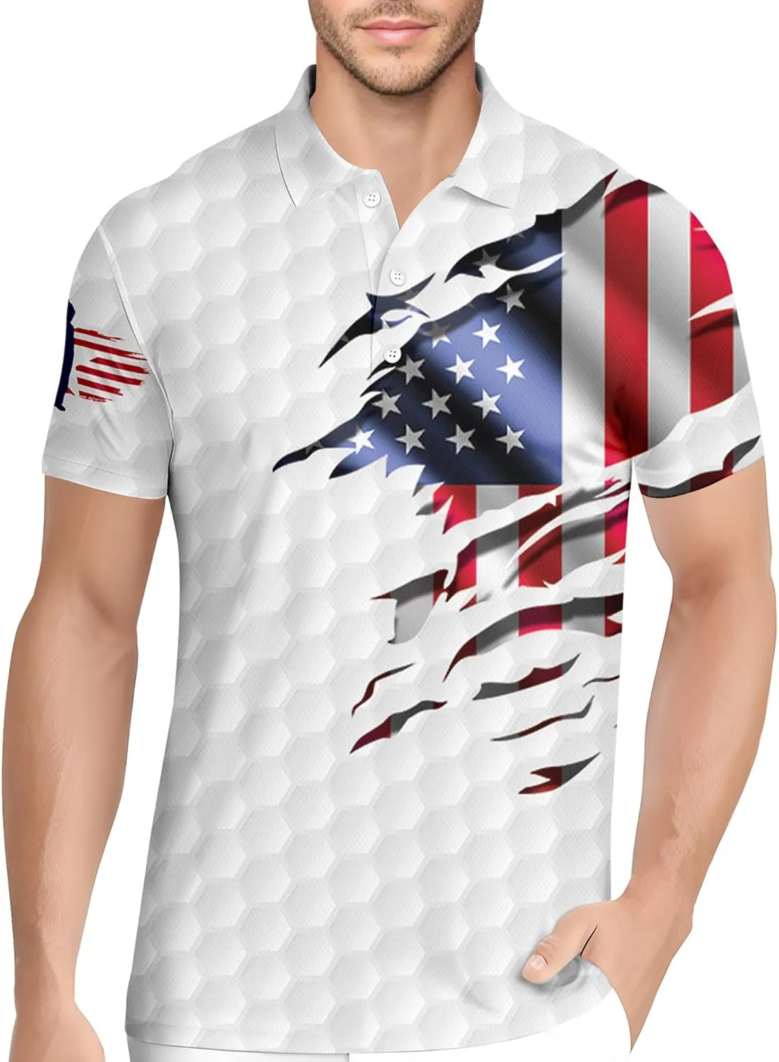 HIVICHI Golf Shirts for Men Funny Crazy Hawaiian Print Mens Polo Shirt
