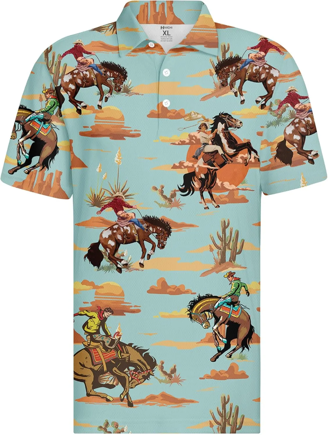 HIVICHI Golf Shirts for Men Funny Hawaiian Crazy Print Mens Polo Shirt