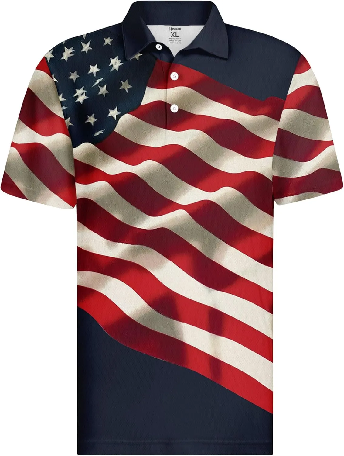 HIVICHI Golf Shirts for Men Funny Hawaiian Crazy Print Mens Polo Shirt