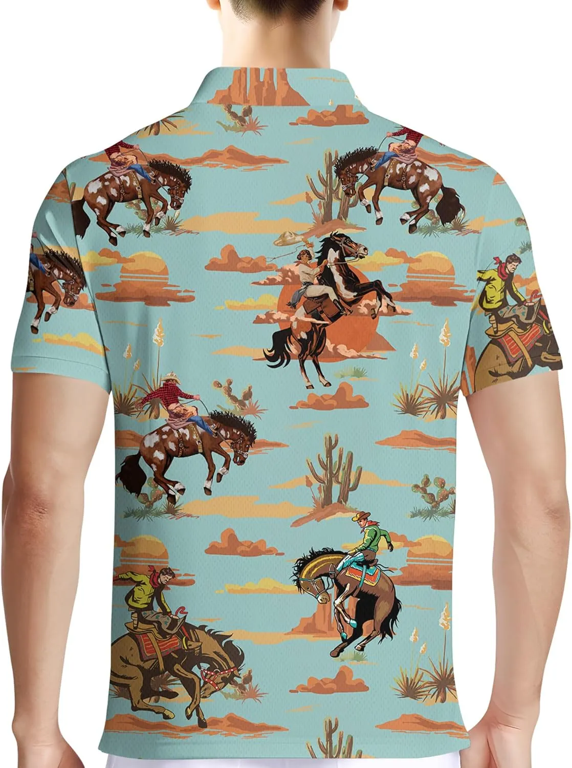 HIVICHI Golf Shirts for Men Funny Hawaiian Crazy Print Mens Polo Shirt